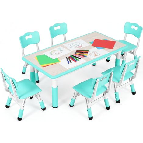 Table et chaises réglables en hauteur pour enfant, groupe scolaire et chambre,Vert (1/5)