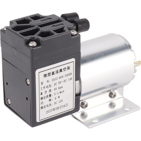 Pompe à vide 12V, pompe d'aspiration à pression négative, petite pompe à vide sans huile, 65-120 kPa, 5 L/min, avec support (1/5)