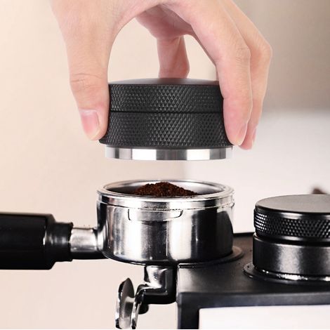 58 mm rutschfester Kaffeetamper aus Edelstahl für den gewerblichen Gebrauch (Gewindebasis, schwarz) (1/5)