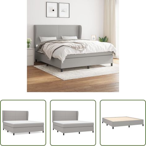 vidaXL Kopfteil - Boxspringbett mit Matratze Hellgrau 180x200 cm Stoff (1/5)