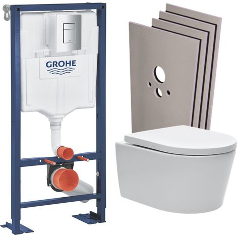 SOLIDO Pack Bâti-support + cuvette + Plaque chrome + Set de montage