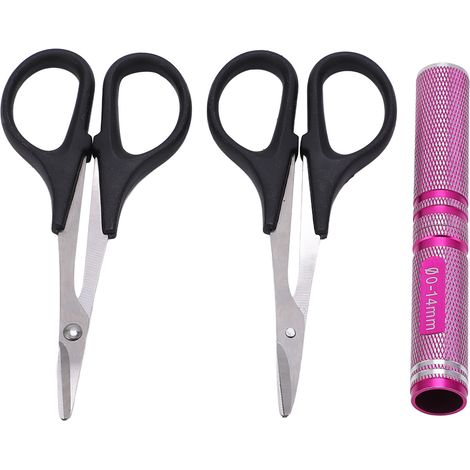 Kit Ciseaux Courbes Universels RC 0-14mm, Perforateur pour Voiture Télécommandée Drone Rose (1/5)