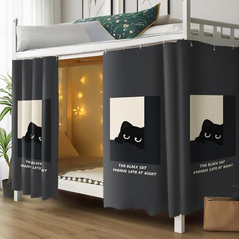 Rideau Occultant pour Lit Rideau de Lit Superposé Rideau pour Lit Mezzanine Dortoir Mi Hauteur Cabine Ciel de Lit Moustiquaire Tente de Lit Anti-poussière Anti-Insectes pour Étudiant (1/5)