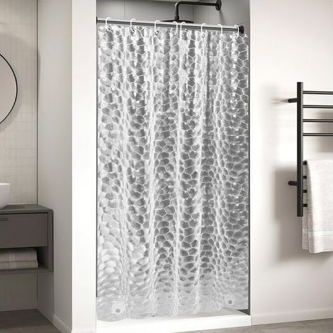 Rideau de Douche 120 x 200cm, 3D Semi Transparent EVA Rideaux Baignoire Anti Moisissure Imperméable Lavable Rideaux de Douche avec 8 Anneaux Rideau de Salle de Bain (1/5)