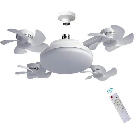 Ventilateur plafond à visser avec lumière – 4 têtes, E27 – Télécommande, dimmable – 3 couleurs, 3 vitesses (1/5)