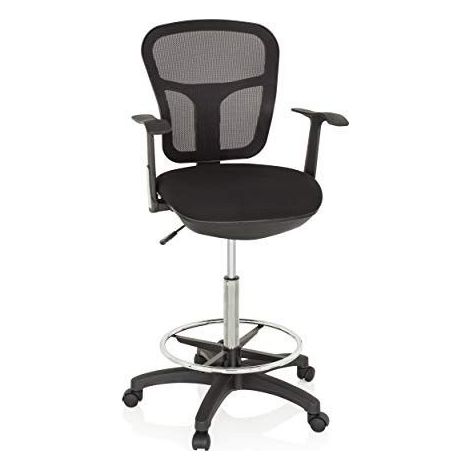 Tabouret de travail / chaise de comptoir TOP WORK 108 tissu maille noir hjh OFFICE