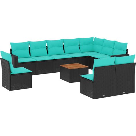 Maison Exclusive - Set Divani da Giardino 11 pz con Cuscini in Polyrattan Nero (1/5)