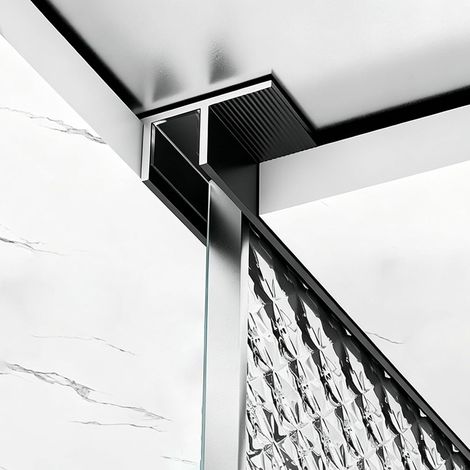 Profilé mural en verre noir, rainure de retenue forme F pour (1/5)