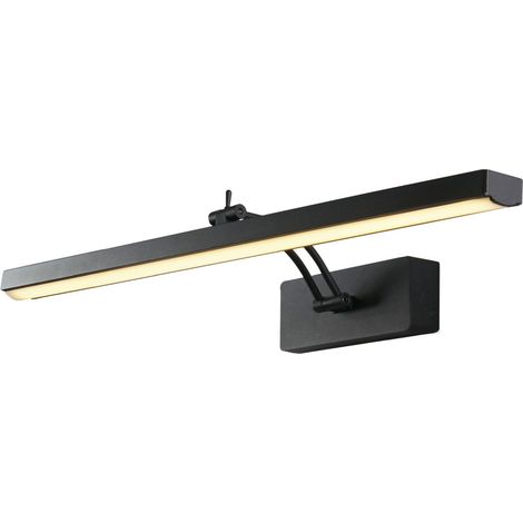 LED Bilderleuchte Aluminium verstellbar B: 60,5 cm mit Schalter Schwarz 3000 K warmweißes Licht