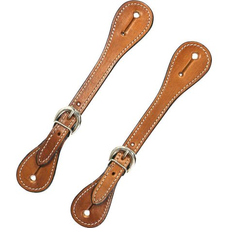 Marrone - Cinturini in cuoio per speroni con cuciture
