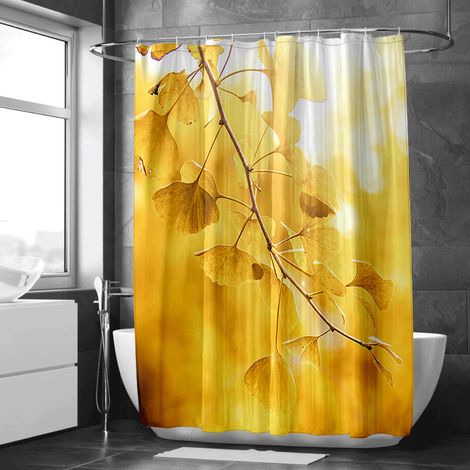 Rideau de douche nature végétale, motifs originaux, tissu lavable, rideau baignoire - 90x180cm (1/5)