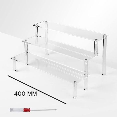 Présentoir à trois niveaux en acrylique, étagère de 40 cm, organisateur transparent, présentoir de table pour maquillage, cupcakes, parfums, soins de la peau, cosmétiques, bijoux (1 pièce), organisate (1/5)