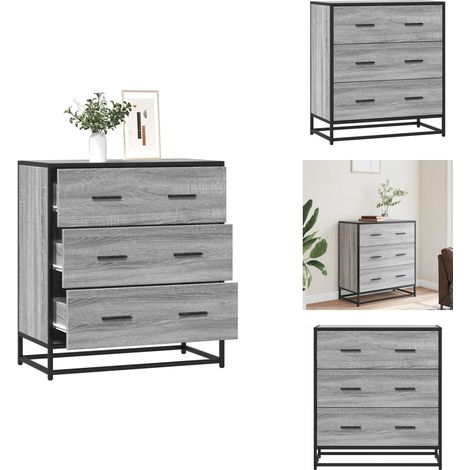 Sideboard Grau Sonoma 68x35x76 cm Holzwerkstoff und Metall - Sideboard - Sideboards - Kommode - Schubladenkommode (1/5)