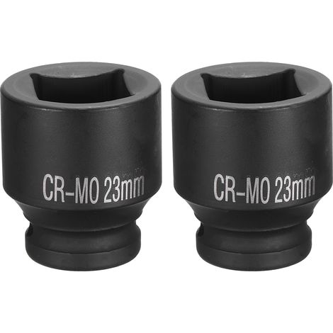 2Pcs 4 Pointe Douille Carrée 1/2" Drive 23mm Douille à Choc Carrée Métrique CR-MO Douilles de Roue Standard Noircissantes Outil de Douille Pneumatique pour Réparation Automobile (1/5)