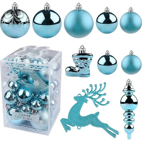 Boule de Noël, décoration de boule de Noël en 30 pièces, arbre de Noël immortel, fête de mariage, décoration de fête familiale, décoration d'arbre de Noël (bleu) (1/2)