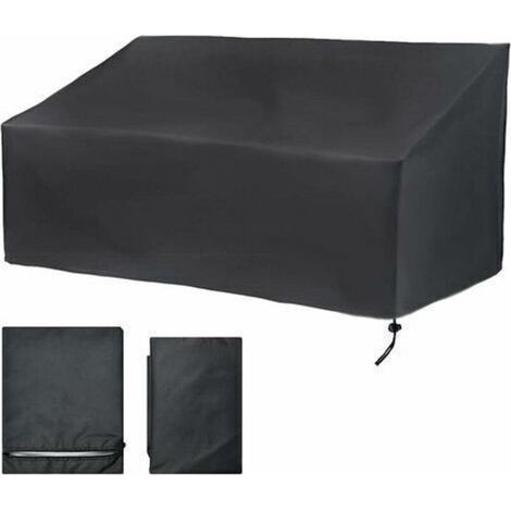 Housse Banc de Jardin 2 Places, Housse Banc Exterieur Patio Anti-poussière, Anti-UV, Étanche, Coupe-Vent (134x66x89cm) (1/3)