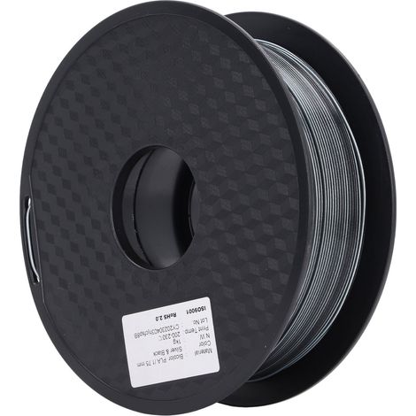 Filament PLA 1.75mm pour imprimante 3D, lot de deux bobines argent et noir, consommable d'impression 3D haute qualité (1/5)