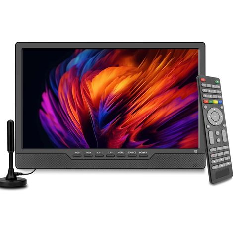 Téléviseur HD LED 14pouces avec tuner numérique DVB-T2, HDMI, USB, télécommande, portable pour chambre à coucher, cuisine, camping-car (1/5)