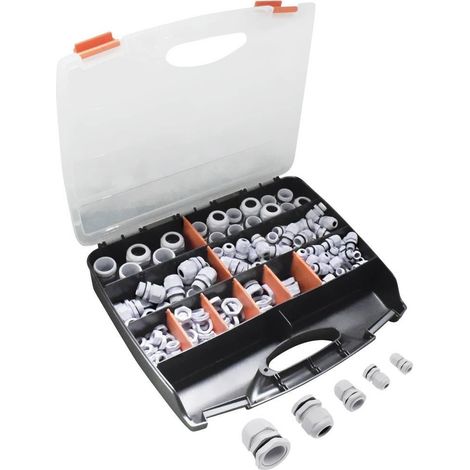 Quadrios Juego de prensaestopas gris claro 224 piezas