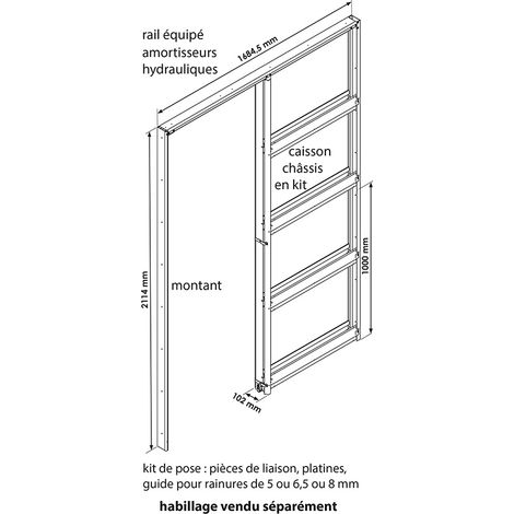 KIT GALANDAGE AVEC AMORTISSEURS POUR PORTE COULISSANTE 83 CM (1/3)