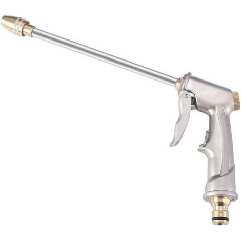 Pistolet d'arrosage métal haute pression, buse réglable en laiton, pour tuyau de jardin, idéal pour lavage de voiture, arrosage de pelouse et jardin (1/5)