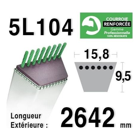 Rotary 6646 - Cinghia trapezoidale premium 5/8' x 104' nera - sezione 5/8' (15,9mm) - 5l