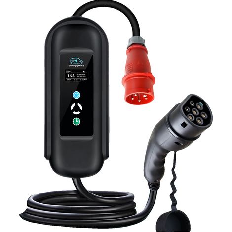 Cargador portátil para vehículos eléctricos, salida de 11 kW, corriente ajustable, cargador para vehículos eléctricos de 11 kW, tipo 2 (1/5)
