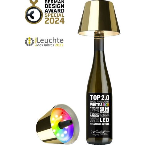 Sompex Top 2.0, lampada per bottiglie ricaricabile oro
