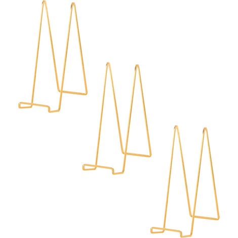 Support Assiette Porte Assiette Chevalet - Présentoir Chevalet pour Assiette Décorative - Support Cadre Photo en Métal - Chevalets de Table pour Assiettes Extra Grandes - 3 Pièces - 30,5 cm - Doré (1/5)