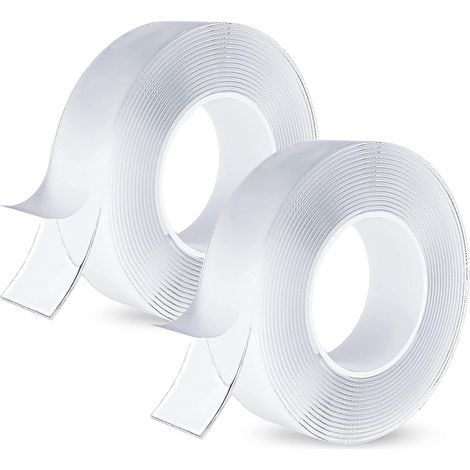 Lot de 2 rouleaux de ruban adhésif double face nano, ruban transparent multi-usage pour affiches et tableaux. (1/5)
