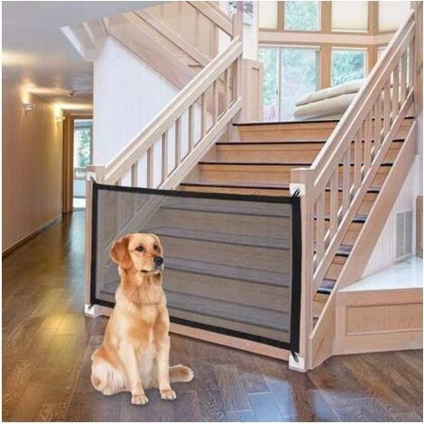 Barrière de Sécurité Chien, Barriere Animaux,Barrière pour Animal Domestique, Animal Domestique Rétractable Barrières pour Escalier Cuisine Portable Pliable Installer n'importe Où,Noir(180x72cm),AAFGV (1/5)