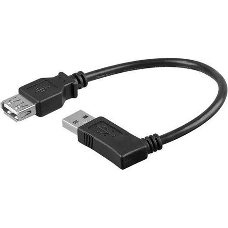 Cable prolongador USB hembra a USB macho 90 gradoss 0.15 M Negro (1/4)