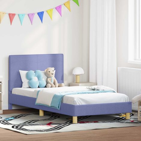 Kinderbettgestell mit Kopfteil Jeans blau 90 x 190 cm Stoff