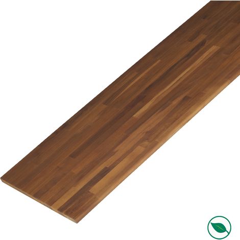 Forestea – Tablette en teck massif pré huilé – Lamellé collé – Dimensions 1200 x 150 x 18 mm – Chanfrein sur 1 face – Pour aménagement intérieur