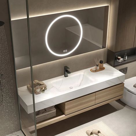 Waschbecken aus Sinterstein mit Schrank und LED-Spiegel für das Badezimmer 120cm (1/5)