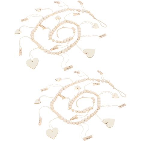 Guirlande de Perles en Bois Décoration Rustique Ornement en Bois pour Mur Table à Manger Ferme 2pcs (1/5)
