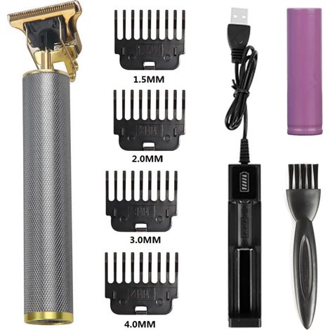 Tondeuse à cheveux électrique USB T9 pour hommes, rasoir de barbier professionnel, tondeuse à barbe sans fil, rasage de la barbe, contour en T02383