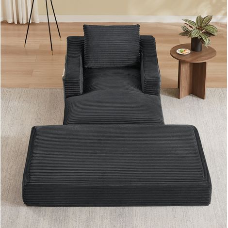 Einzel-Loungesofa aus dunkelgrauem Cord, umwandelbar in ein Bett, 100 x 160 x 85 cm (1/5)