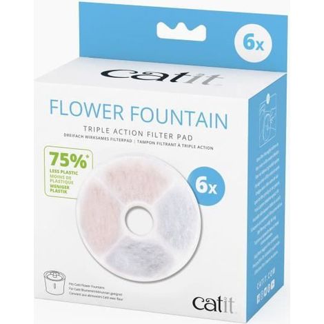 CATIT LOT DE 6 FILTRES TRIPLE ACTION SANS CADRE POUR FONTAINE À FLEURS CATIT 43739 (1/5)