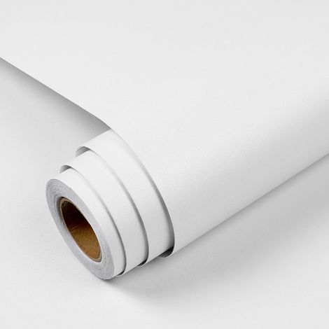 Papier Peint Autocollant Blanc Mat Salon 60x300cm Papier Peint Adhesif Mural Blanc Mat Chambre à Coucher PVC Film Adhesif pour Meuble Cuisine Armoire Étanche Porte Rénovation de la Maison (1/5)