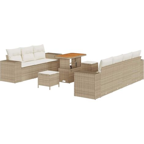 Maison Exclusive - Gartensofa-set mit Kissen 10 pcs Beige und Cre