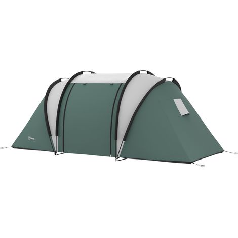 Tente de camping 4-5 personnes familiale 3 chambres résistante à l'eau fenêtre latérale vert foncé