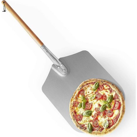 Pelle à pizza en aluminium avec manche en bois, spatule professionnelle pour four, 79 x 35 cm, couleur naturelle/argentée (1/3)