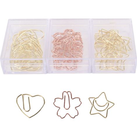 30 Pince-Papiers en Forme de Cœur, Sakura et Étoile pour Classeur, Marque-Page pour École et Bureau, Lot de 30 Clips de Classement (1/5)