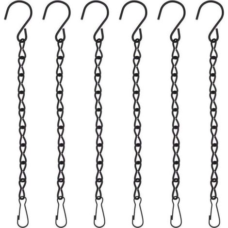 6 pièces Chaîne de Suspension, Chaîne en Métal de Suspension Plante Panier Pot de Fleurs, Porte Plantes Intérieur Ou Extérieur Suspension Plante Macramé Cintre Décoration du Jardin (Noir) (1/4)