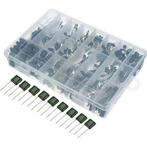 Kit d'assortiment de 660 condensateurs à film polyester 100 V, 24 valeurs différentes (1/5)