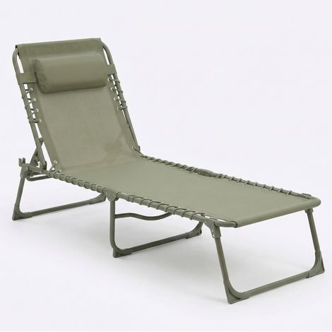 CASABEL Chaise Longue Pliante Vert sauge, transat extérieur