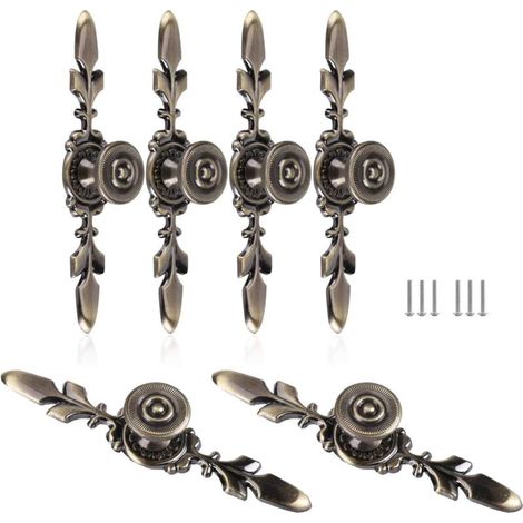 Pieces of vintage style zinc alloy drawer handles, antique pull handles, furniture pull knob, drawer, cabinet, wardrobe with screws, decorate drawer, dresser etc.
