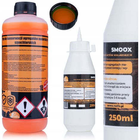 Rosfix SmooX Wartungsset Airless Farbspritzgerät – Öl 250 ml und 3in1 Pflegeflüssigkeit 1 L  Schutz von Bauteilen