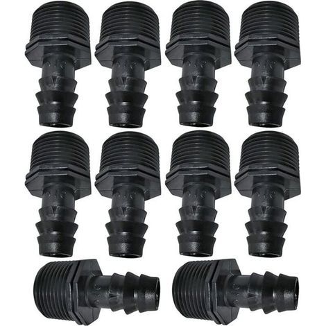HONORNIC - [Pack 10] Accessoire essentiel pour l'irrigation goutte à goutte: Connecteur tuyau 16mm avec filetage mâle raccord avec pièce (1/5)